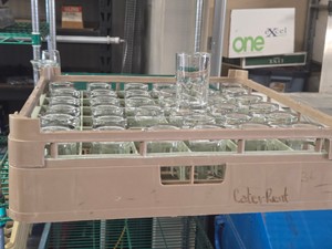Lot of (36) Libbey� Commercial Heavy Base Tumblers with Glass Tray