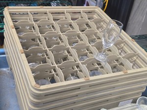 Lot of (18) Libbey� Commercial Glass Goblets with Glass Tray
