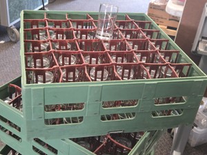 Lot of (36) Commercial Heavy Base Curved Glass Tumblers with Glass Tray