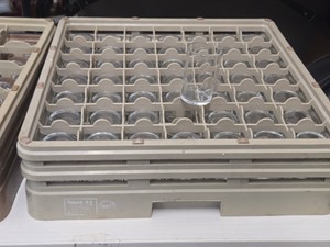 Lot of (49) Commercial Clear Glass Tumblers with Tray