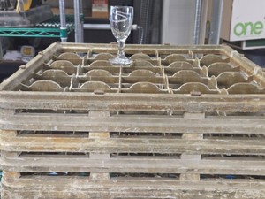 Lot of (16) Commercial Small Wine Glasses with Tray