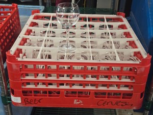 Lot of (25) Commercial Wine Glasses with Tray
