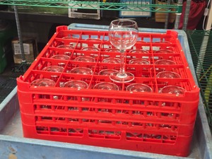 Lot of (25) Commercial Wine Glasses with Tray