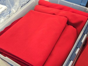 Lot of (7) Commercial Tablecloth 90 (red) (round)