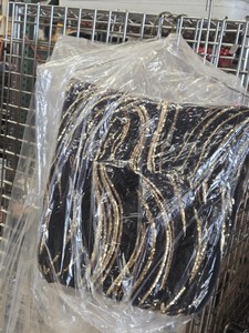 Lot of (4) Commercial Tablecloth 72 x 72 (black and gold) (square)