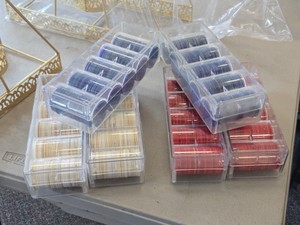 Lot of (750) Poker Chips - Red, White and Blue with Chip Storage Containers (x6)