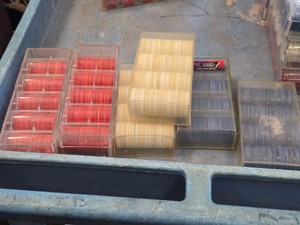Lot of (750) Poker Chips - Red, White and Blue with Chip Storage Containers (x6)