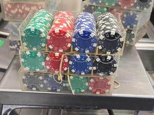 Lot of (300) Poker Chips with Chip Storage Containers (x3)