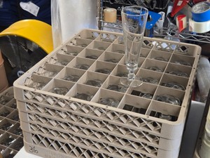 Lot of (34) Commercial Pilsner Beer Glasses with Tray