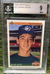 SHAWN GREEN 1992 Upper Deck #55 Rookie Card Overall Beckett Graded 9 MINT