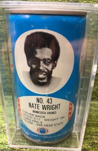 Vintage 70s Royal Crown RC Cola NFL Nate Wright Vikings Football Can (B213)