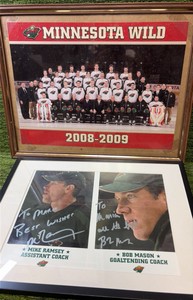 Minnesota Wild Framed Team Photo 200-09 & Framed Autographs from Coaches 