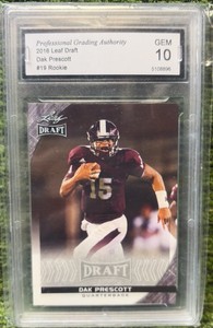 2016 Leaf Draft Dak Prescott Rookie Card PGA 10 Gem Card No. 19