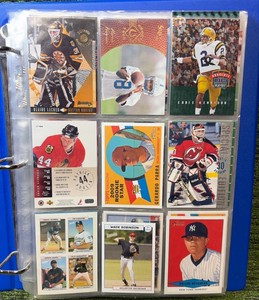 Mixed Sports Lot in Binder Approx. 20 Pages of All Sports Cards in Holder  MLB NHL NFL