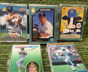 Mixed Small Set Holder of MLB & NFL Cards w Cal Ripken Jr & Barry Sanders 5 Holders in Total