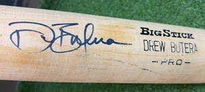 Drew Butera Game Bat Autographed  Minnesota Twins  -BIG STICK PRO