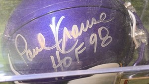 PAUL KRAUSE MINNESOTA VIKINGS HOF 98 81 INT AUTOGRAPHED RIDDELL MINI HELMET
