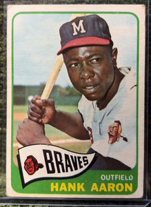 1965 Topps Hank Aaron Milwaukee Braves #170 Baseball Card VINTAGE