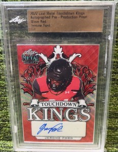 2022 Leaf Metal Draft Touchdown Kings Auto Red Wave 11 Jerome Ford #TK-JF1