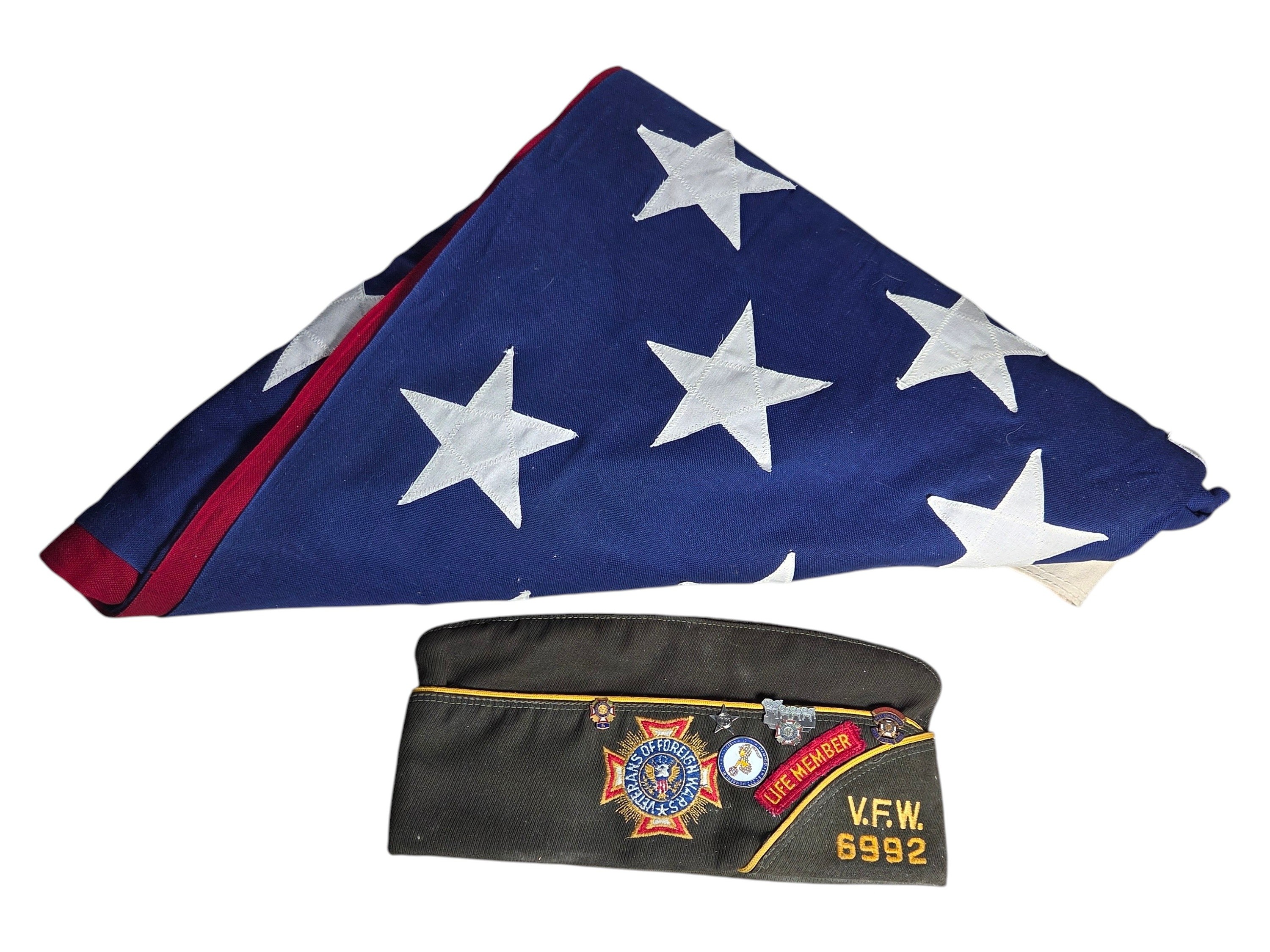 VFW 6992 Post Commander Hat With Display Flag  Sauk Rapids MN 1976-77