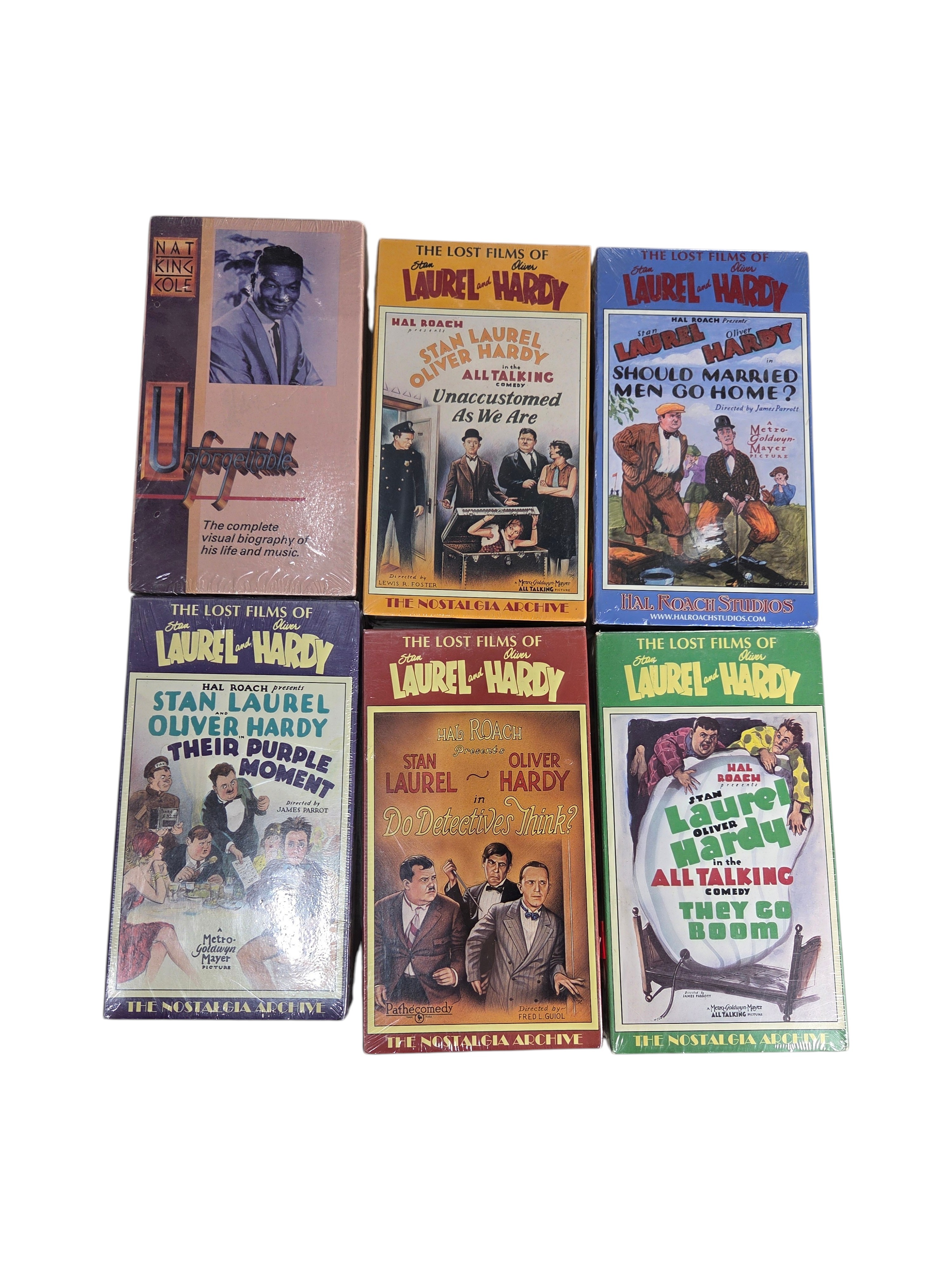 Sealed VHS Lot  Nat King Cole Unforgettable & Laurel and Hardy Lost Films