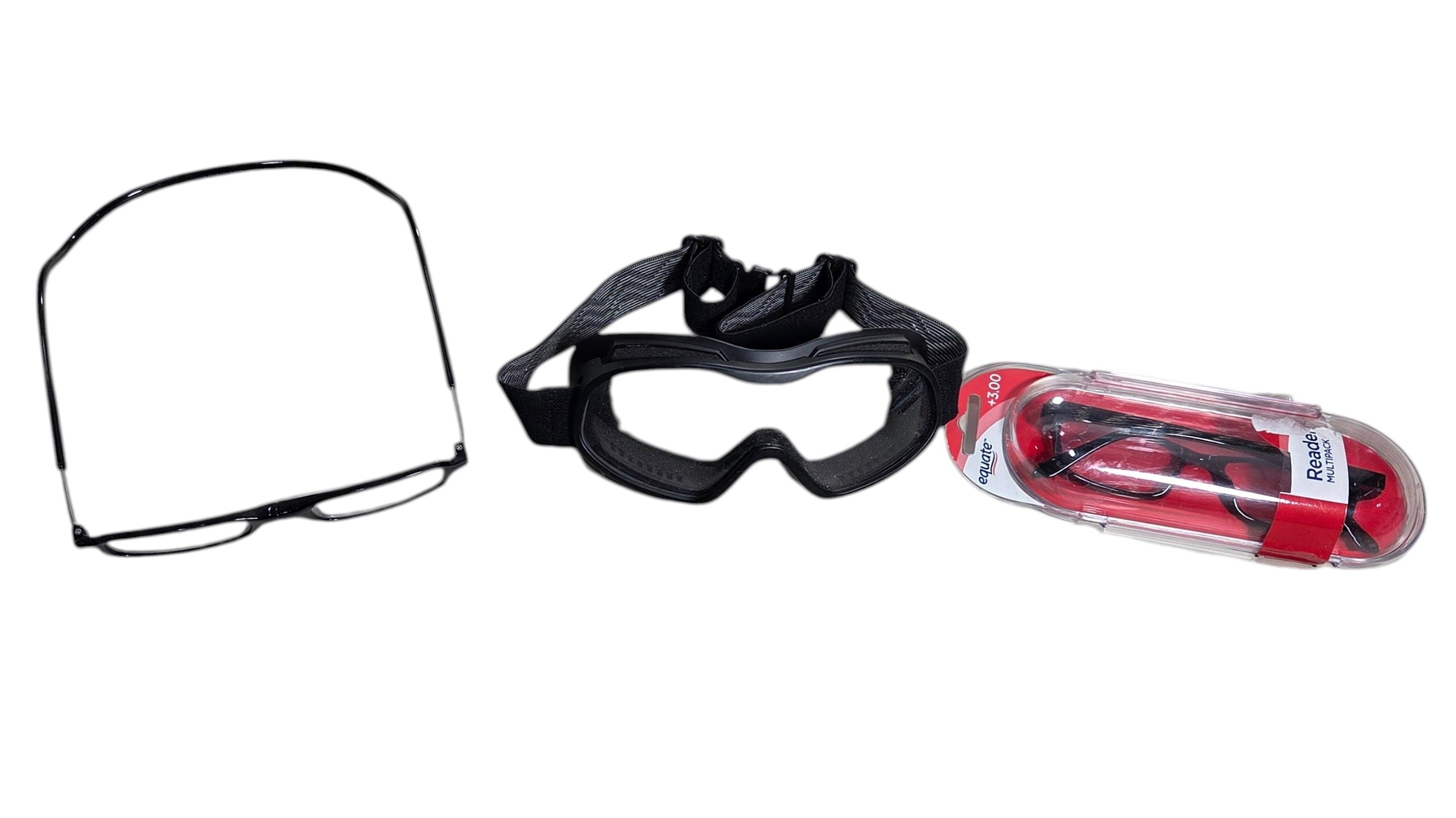 Dirt Bike Riding Safety Goggles & Reading Glasses Lot - Equate 3.00 Reader Multipack