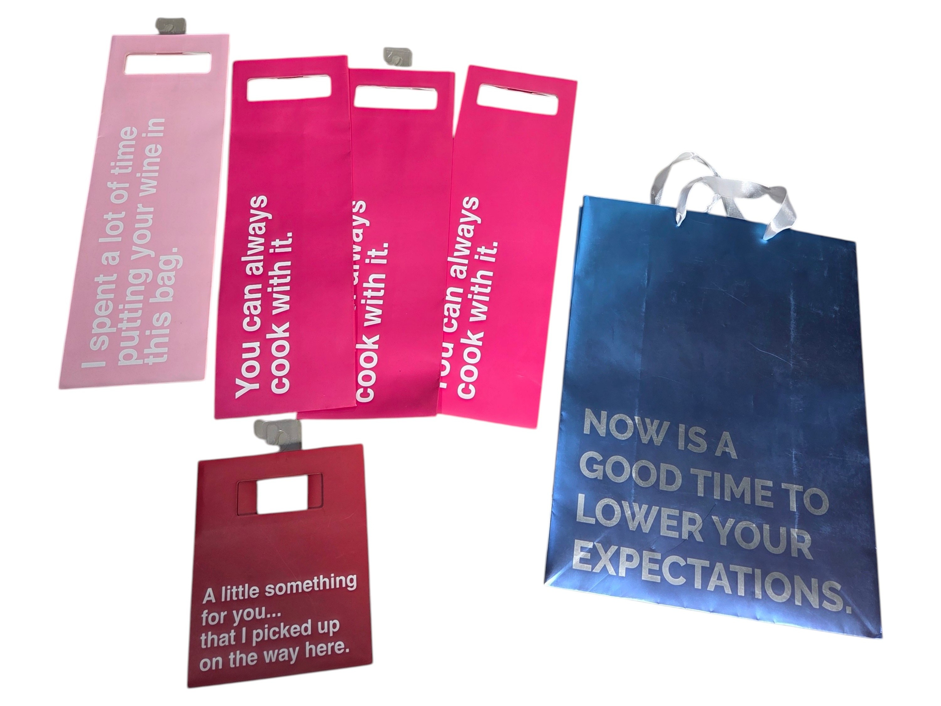 Funny Wine & Gift Bag Lot  6 Total Bags With Sayings