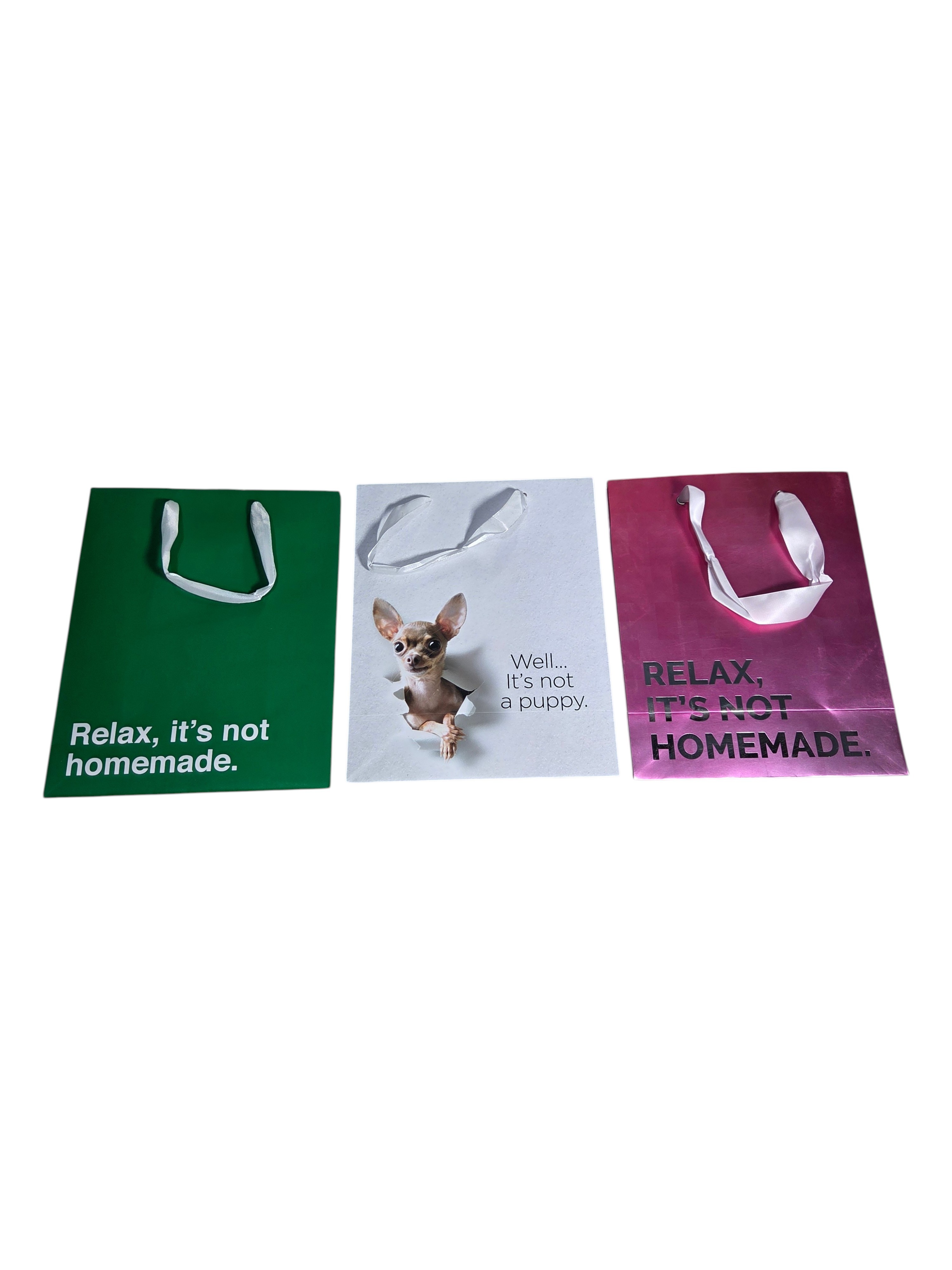 3 Novelty Gift Bags  Funny Puppy & Homemade Sayings