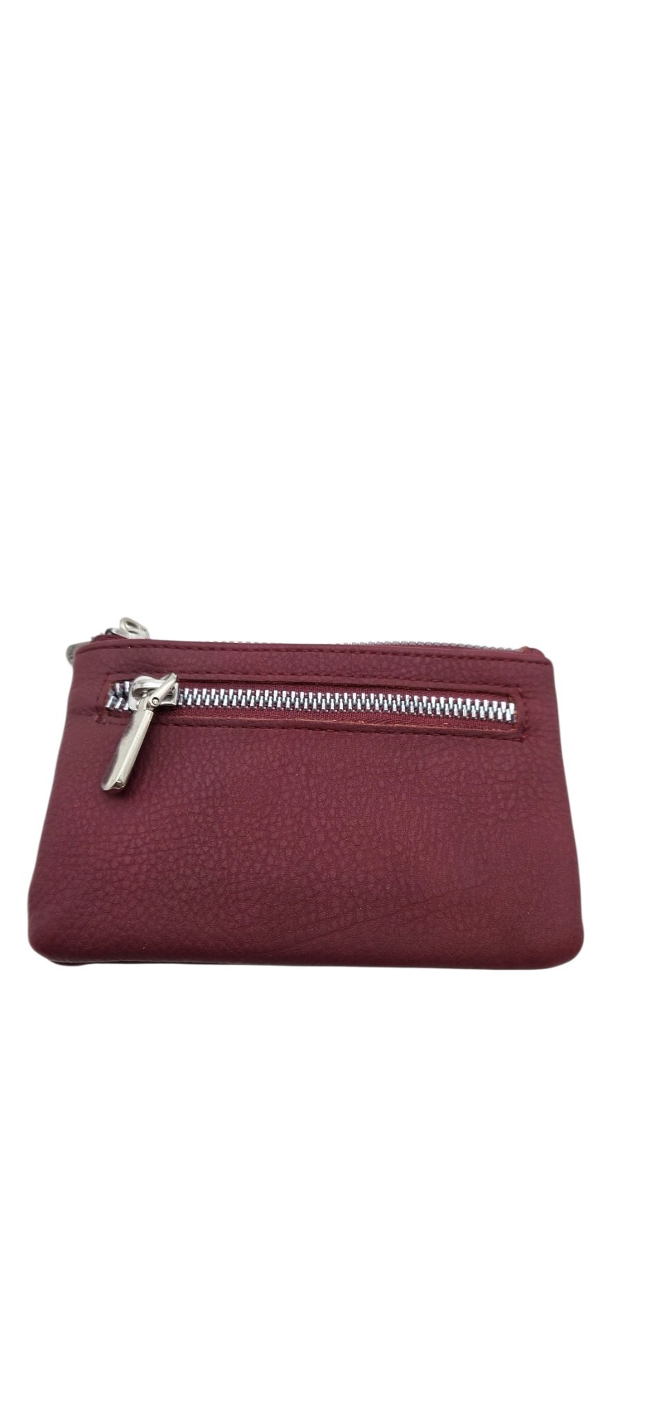 Safe Keeper Womens Wallet Coin Purse Small Keychain Faux Leather Burgundy