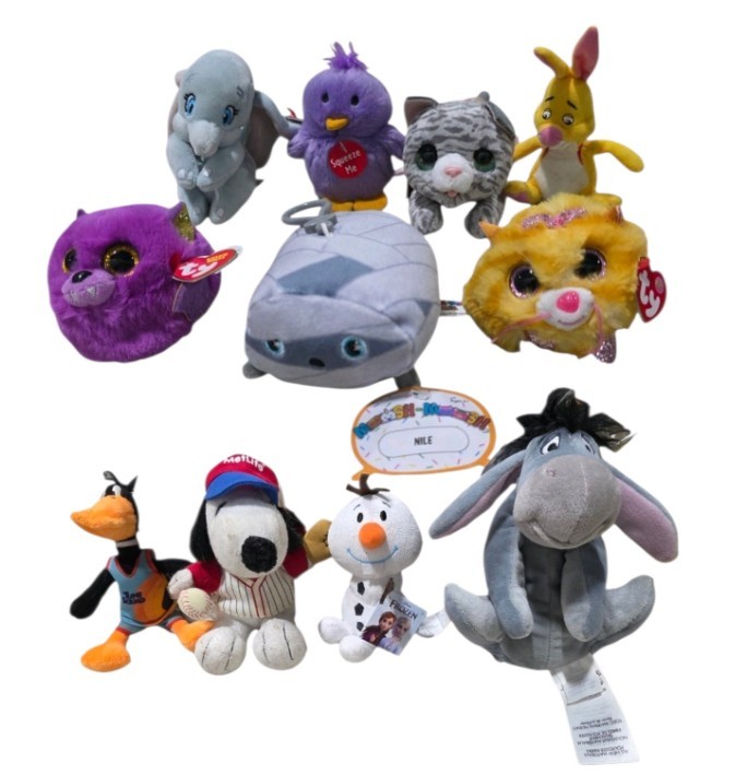 Large Mixed Plush Toy Lot  TY Beanie Boos, Snoopy, Eeyore, Olaf, Disney & More