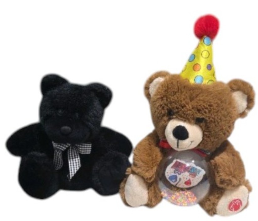 Lot of 2 Plush Teddy Bears  Animated Singing Birthday Bear & Prestige Black Bear