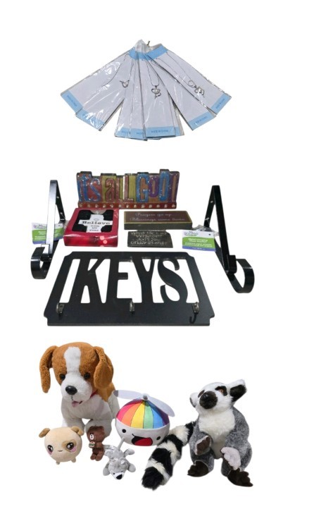 Mixed Wall Decor, Plush Toy & Necklace Lot with Faith Signs, Stuffed Animals & Silver-Tone Jewelry