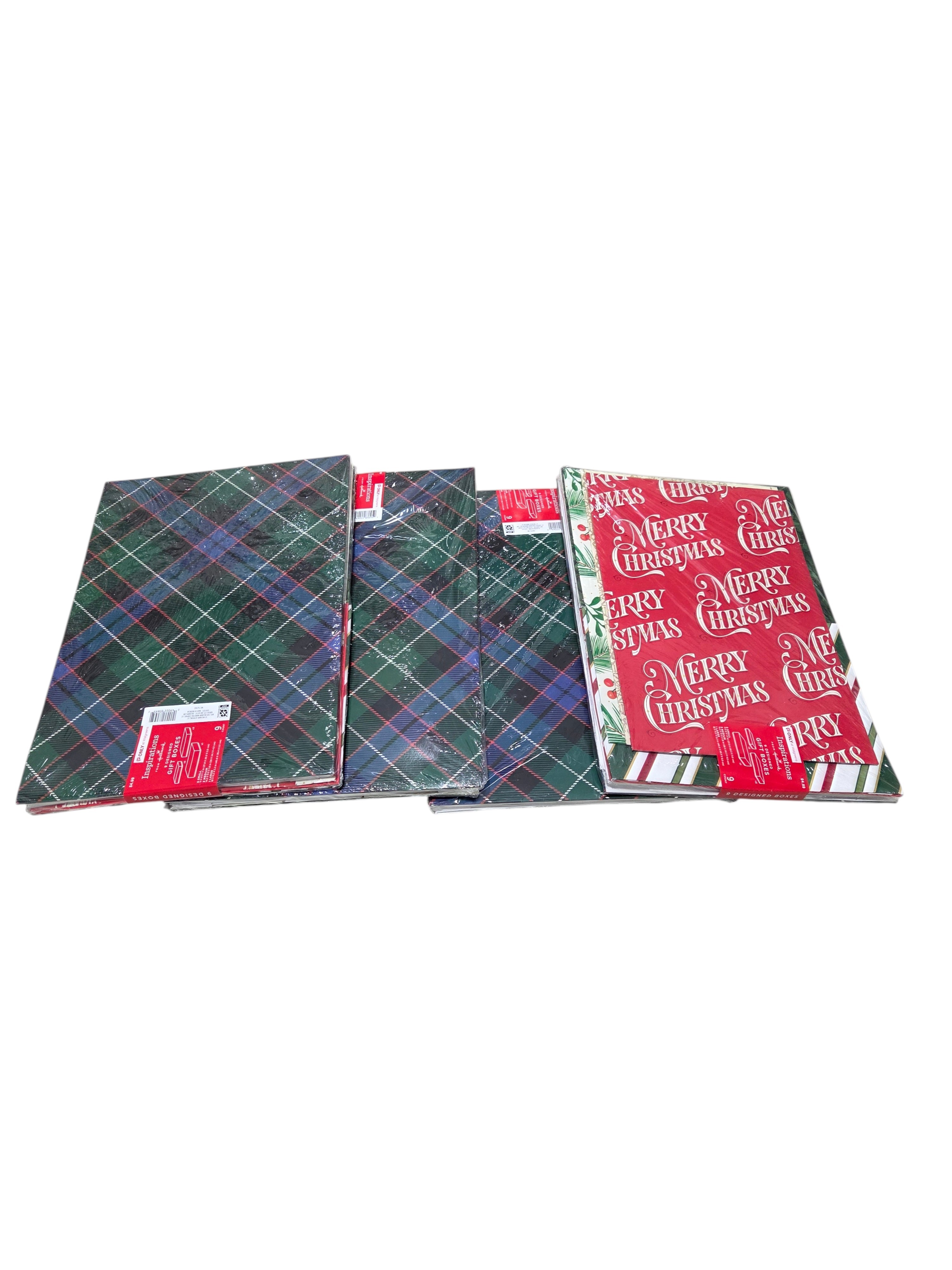 Hallmark Inspirations Christmas Gift Boxes Lot - Plaid & Merry Christmas Designs