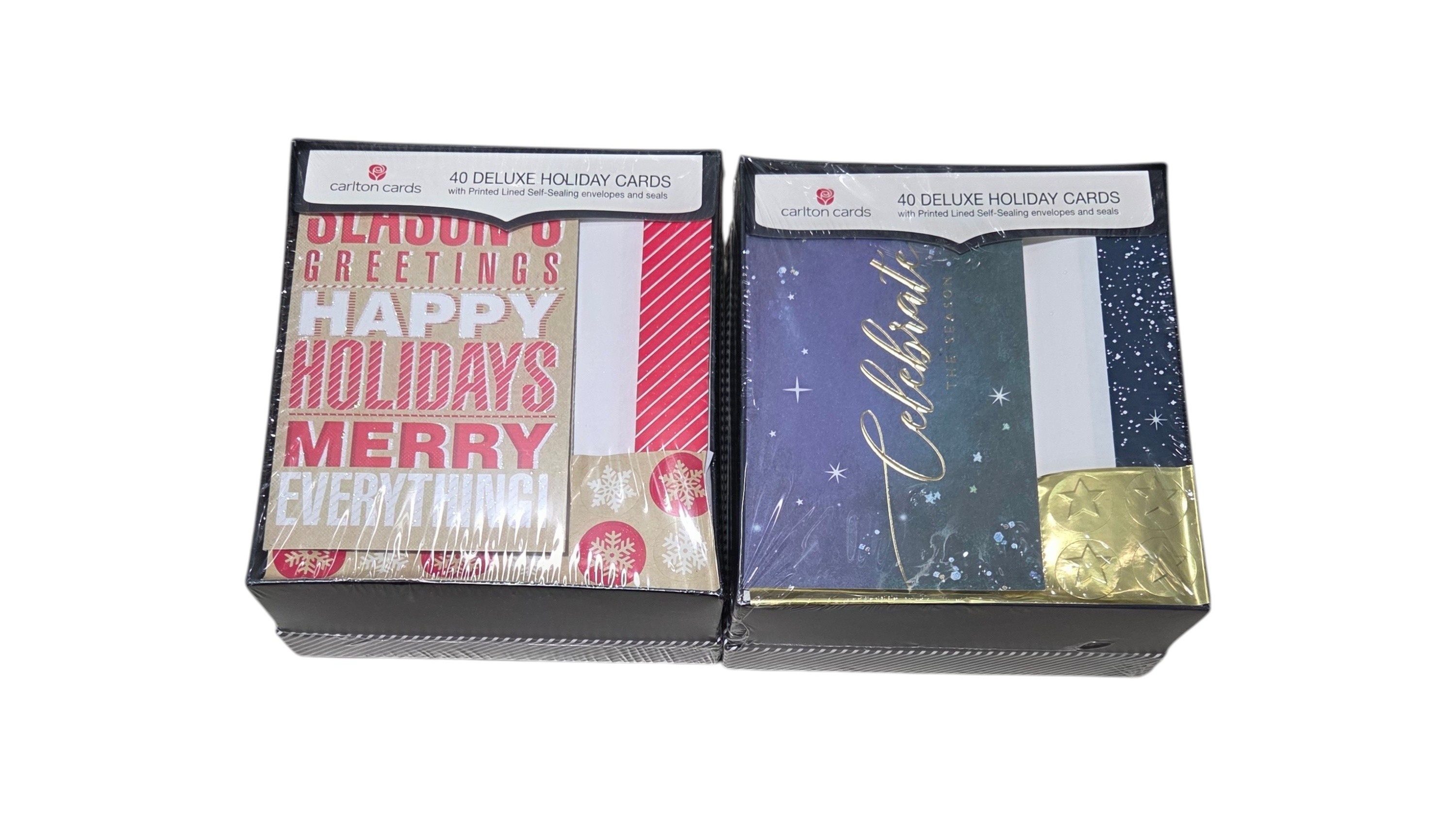 2 Carlton Cards 40 Deluxe Holiday Card Box Sets, 80 Total Cards