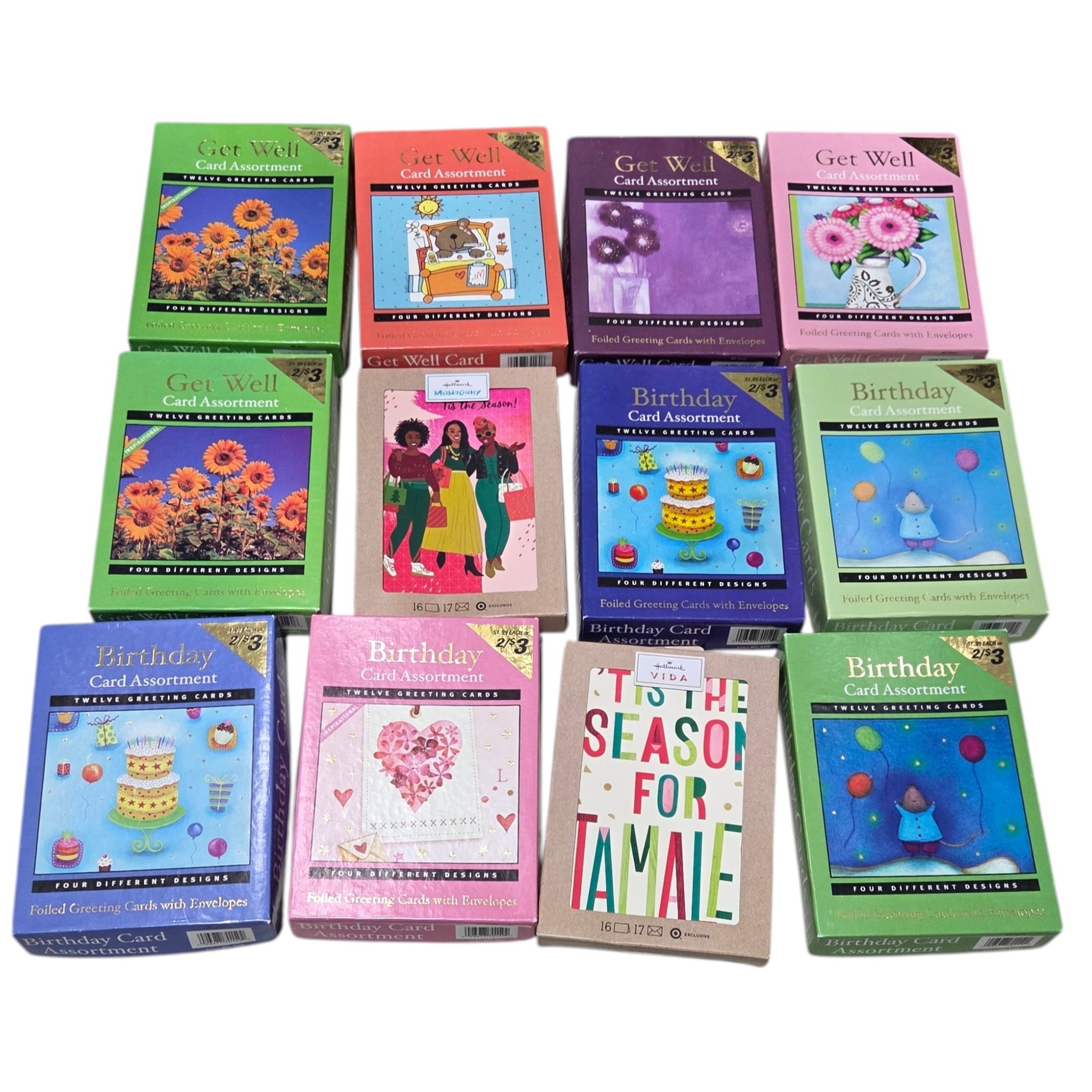 Greeting Card Assortment Lot, Birthday, Get Well, Hallmark Mahogany & Vida Cards