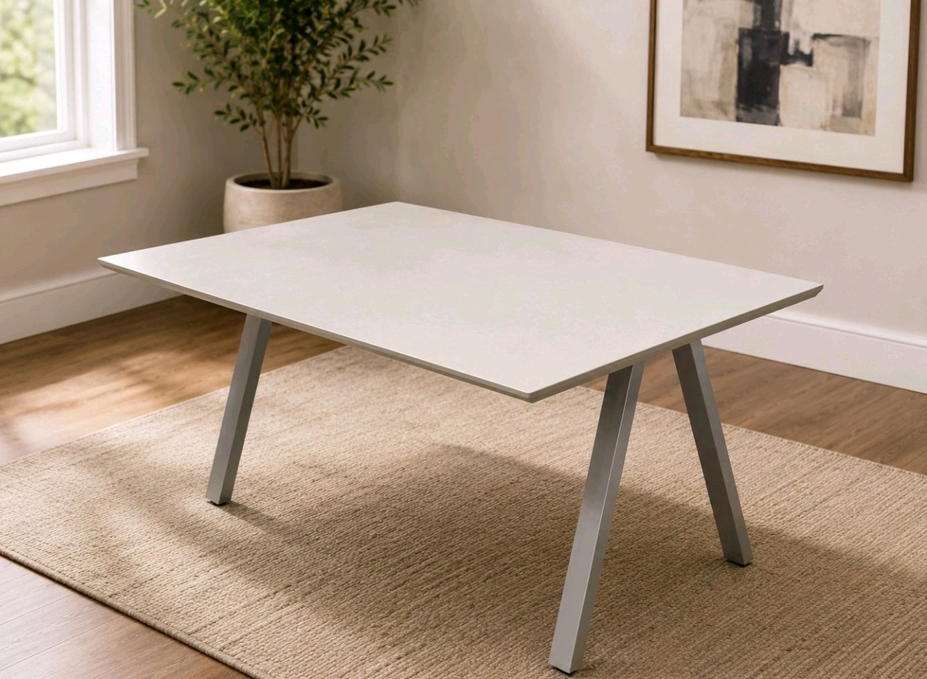 Original retail value $250 IKEA TROTTEN Rectangular Desk Table Gray Top Metal Legs 63 x 31