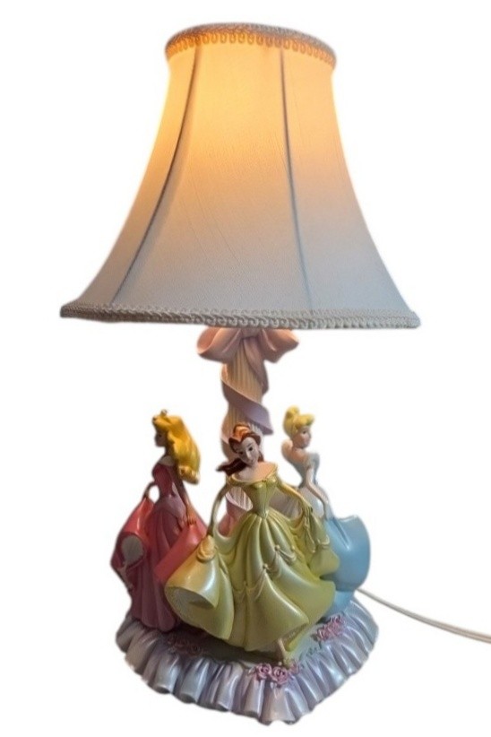 Disney Princess Table Lamp - Belle, Aurora & Cinderella Figurine Base, Tested Working