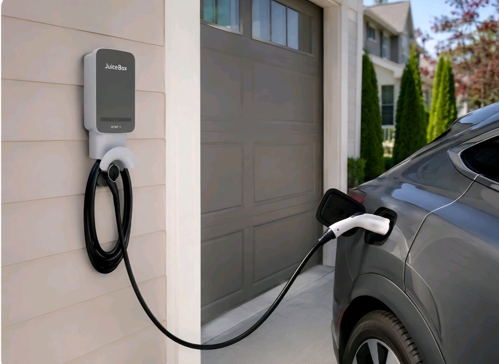 Original retail value $599 for the Enel X JuiceBox 40 Amp EV Charging Station w J1772 Cable, Manual, Wall Mount, Keys & Box