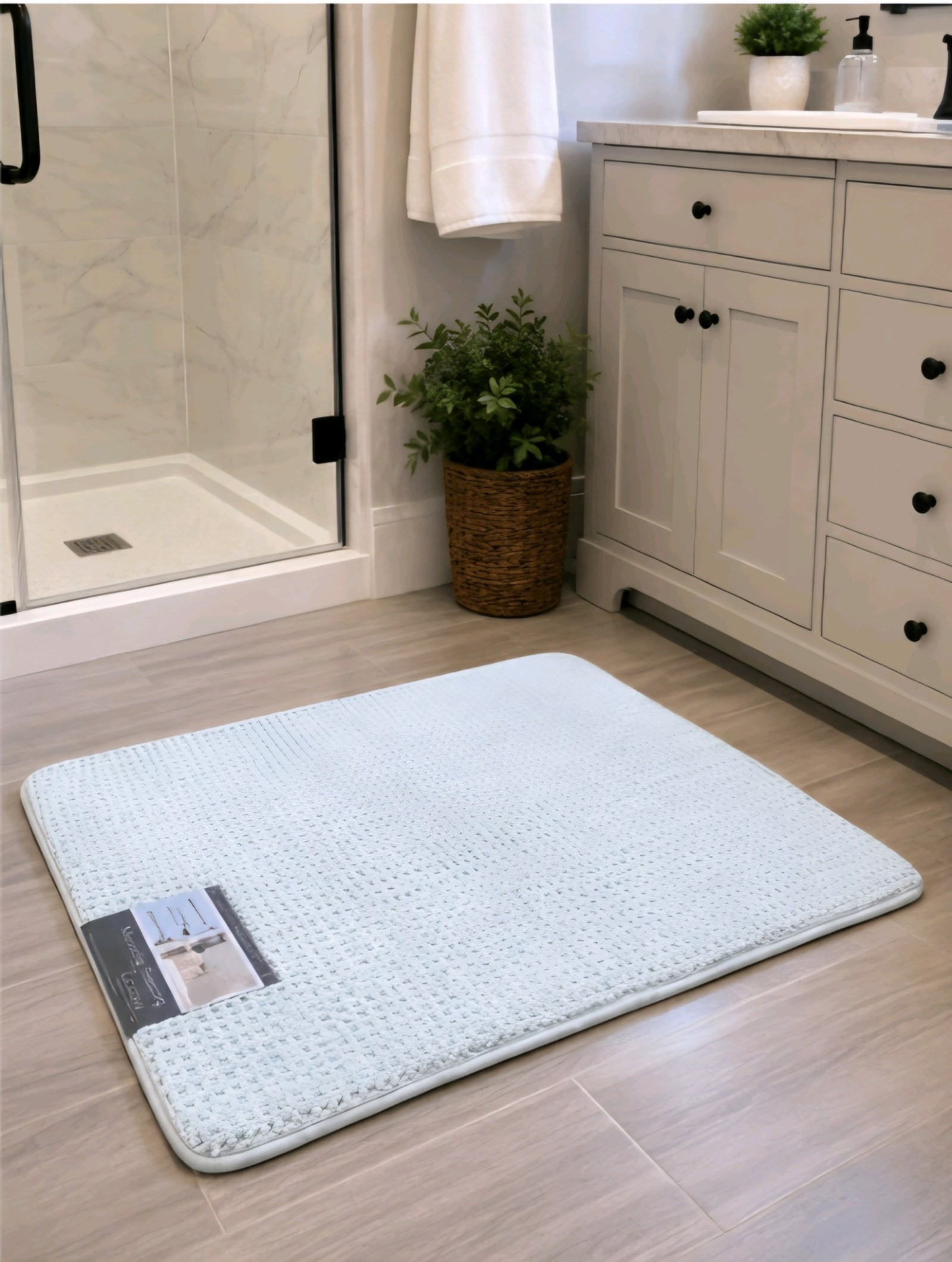 Mineral Spring Luxury Cotton Memory Foam Bathmat 24 x 36 Light Blue