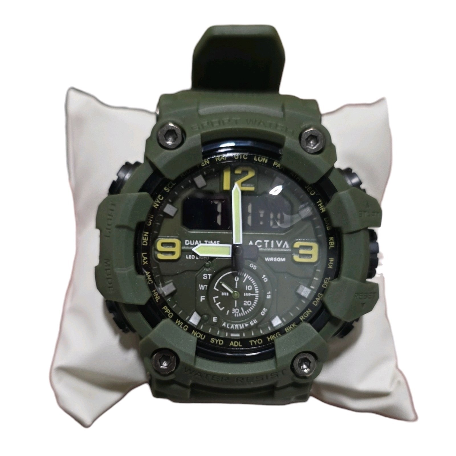 Invicta ACW1637-007 Activa Vextron X Green Light Dual Time Mens Watch With Box