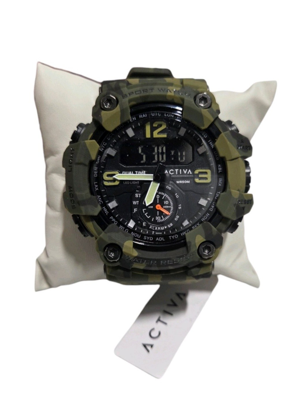 Activa ACW1637-004 Camo Dual Time DigitalAnalog Watch  New In Box With Papers