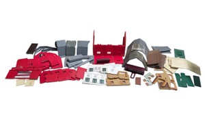 Assorted Model Railroad Building Parts Lot  Barn, Houses, Roofs, Walls & Accessories