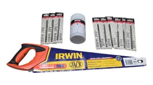 Irwin Jack 880 Hand Saw & Wood Owl Drill Bit Lot - Spade Bits, Self-Feed Bit