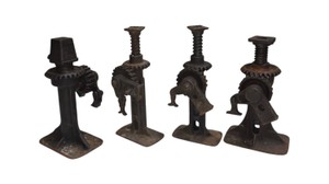 Estimated $400-$600 value 4 Vintage Cast Iron RailroadHouse Screw Jacks