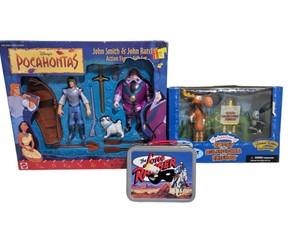 Pocahontas Action Figure Gift Set, Rocky & Bullwinkle Figures & Lone Ranger Lunch Box