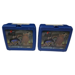 Pair of 1992 Batman The Animated Series Thermos Lunch Boxes w Matching Thermos Bottles
