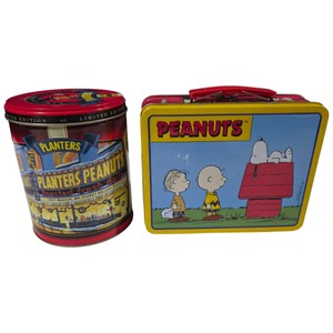Peanuts Metal Lunch Box & Limited Edition Planters Mr. Peanut Tin Lot