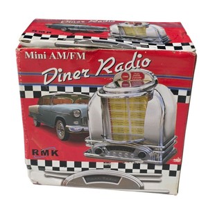 Working RMK Mini AMFM Diner Radio Jukebox Style With Original Box