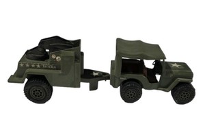 Vintage Tonka Military Jeep With Trailer Toy Vehicle