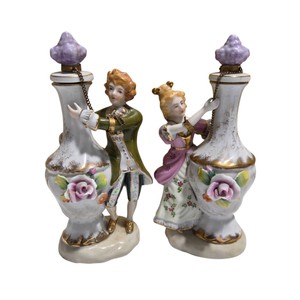 Pair of Vintage Ardalt Lenwile China Japan Figural Porcelain Decanters  Bottles